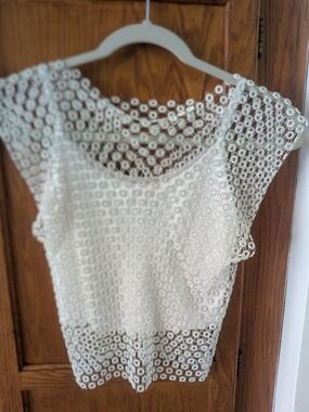House of Harlow 1960 White Crochet Beaded Tank